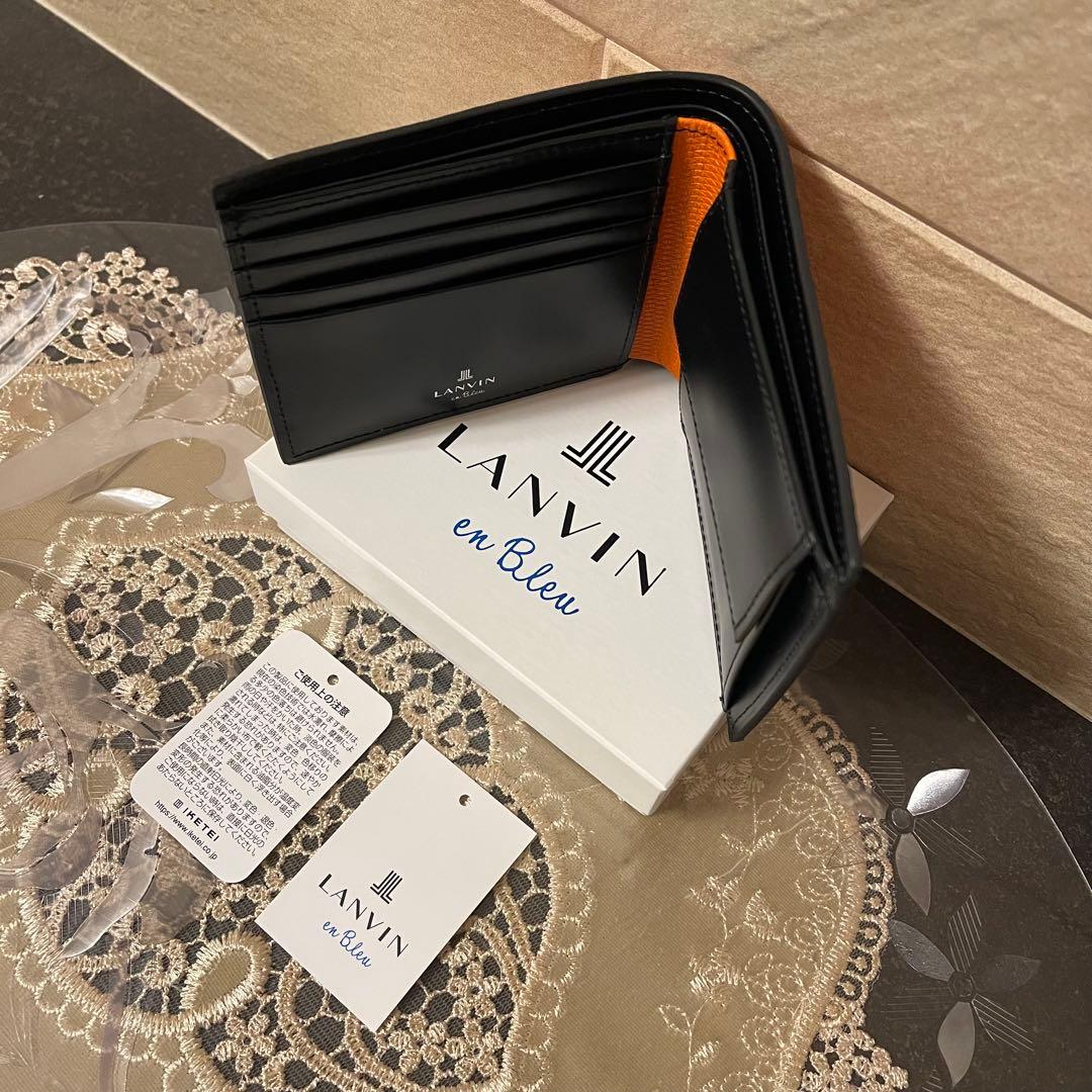 【新品】LANVIN en Bleu　折り財布 牛革　オレンジ　16,500円