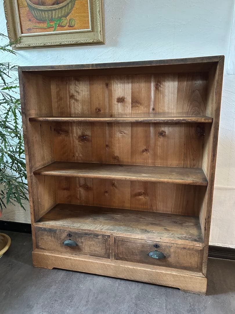 アンティーク　栗の木　本棚　オープンラック　飾り棚 古家具　店舗什器
