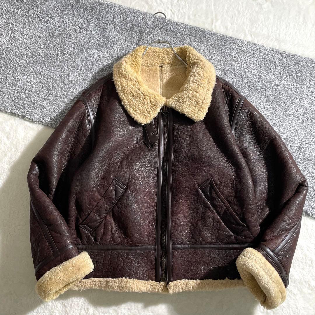 本革　ボマージャケット　TYPE B-3　ムートン　ダークブラウン　M～L相当
