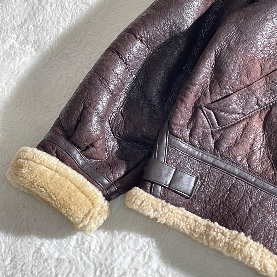 本革　ボマージャケット　TYPE B-3　ムートン　ダークブラウン　M～L相当