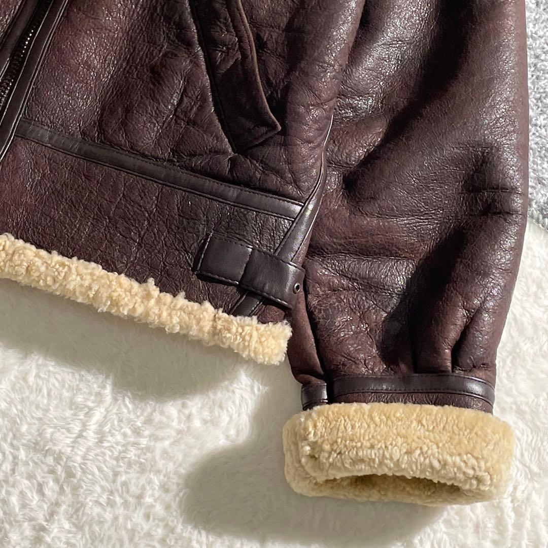 本革　ボマージャケット　TYPE B-3　ムートン　ダークブラウン　M～L相当