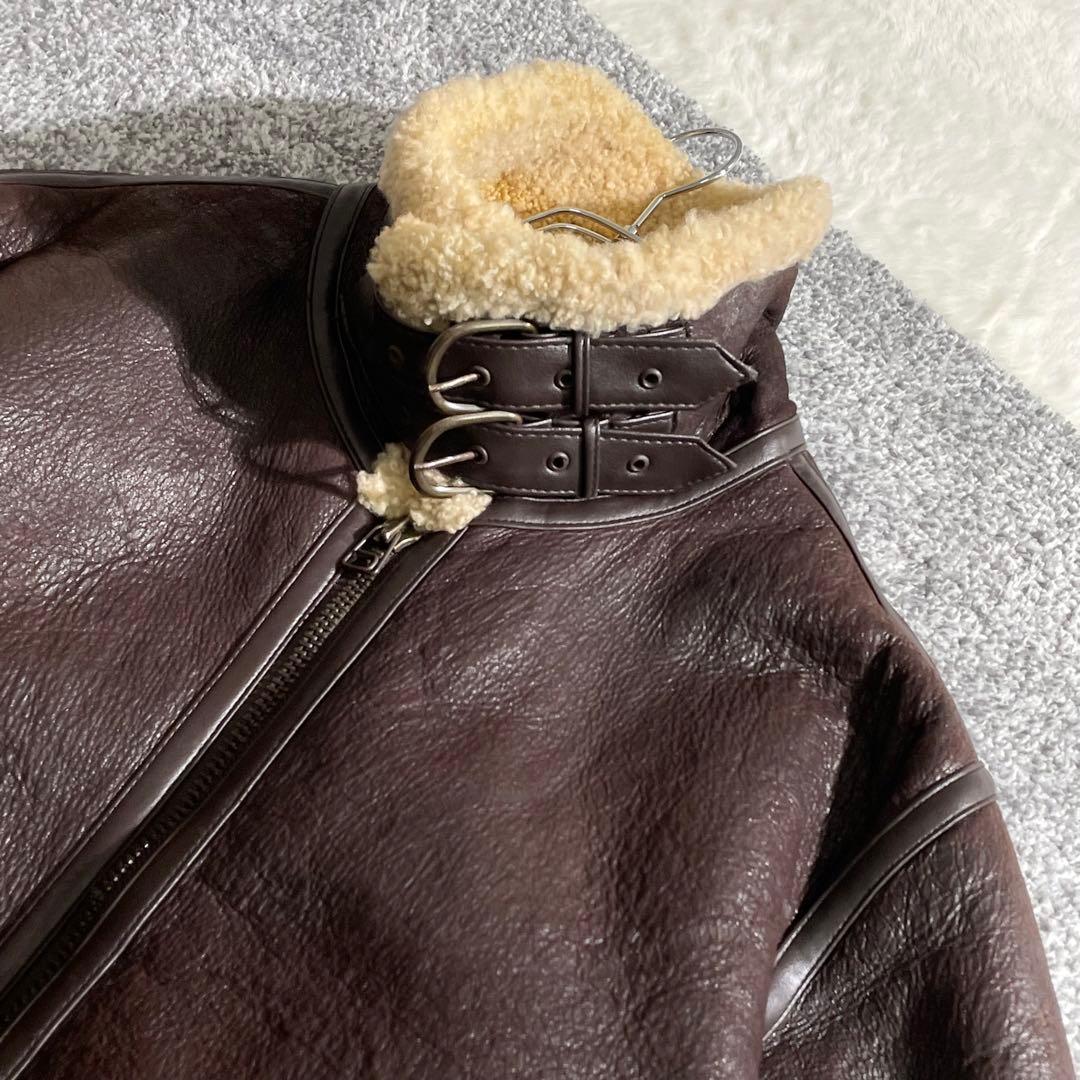 本革　ボマージャケット　TYPE B-3　ムートン　ダークブラウン　M～L相当