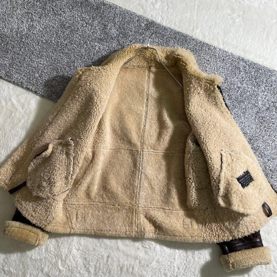 本革　ボマージャケット　TYPE B-3　ムートン　ダークブラウン　M～L相当