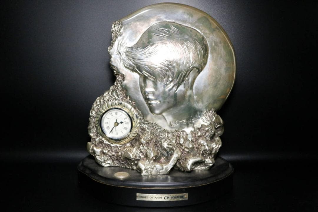 ERMES OTTAVIANI SCULTORE 時計付き置物 シルバープレート