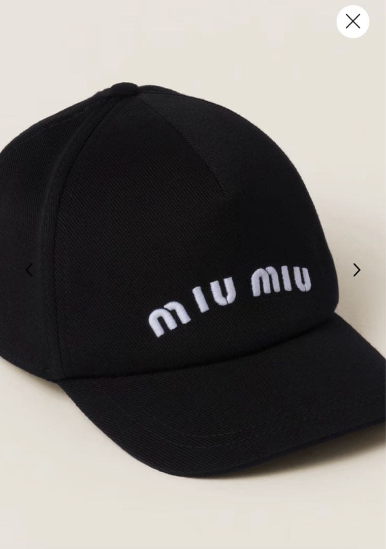 ミュウミュウ　miumiu ドリルベースボールキャップ　S キャップ　ブラック
