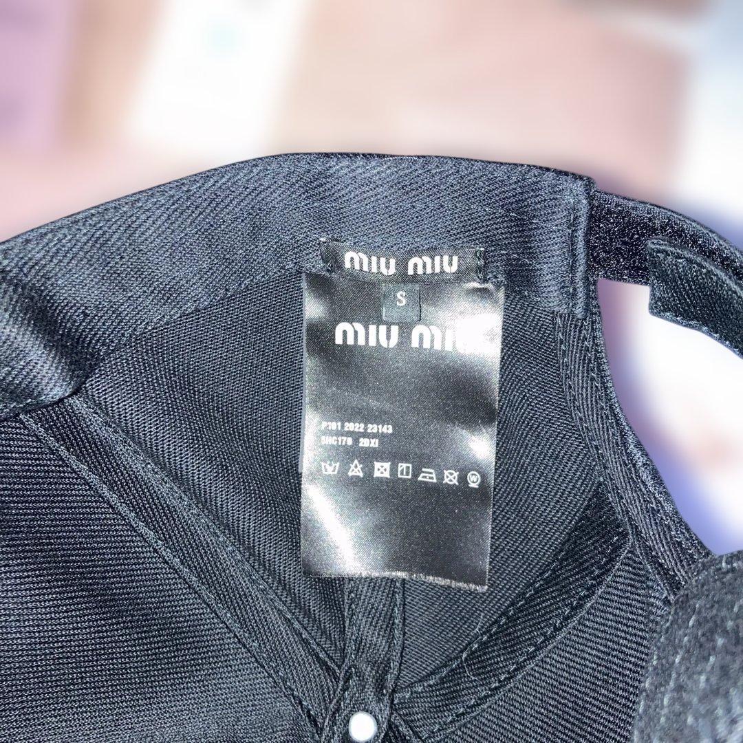 ミュウミュウ　miumiu ドリルベースボールキャップ　S キャップ　ブラック