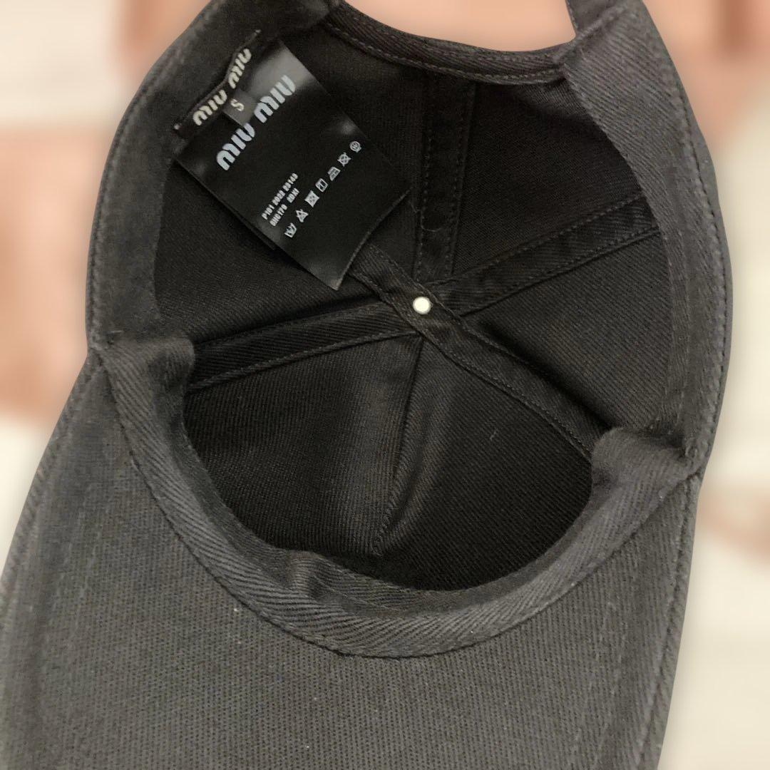 ミュウミュウ　miumiu ドリルベースボールキャップ　S キャップ　ブラック