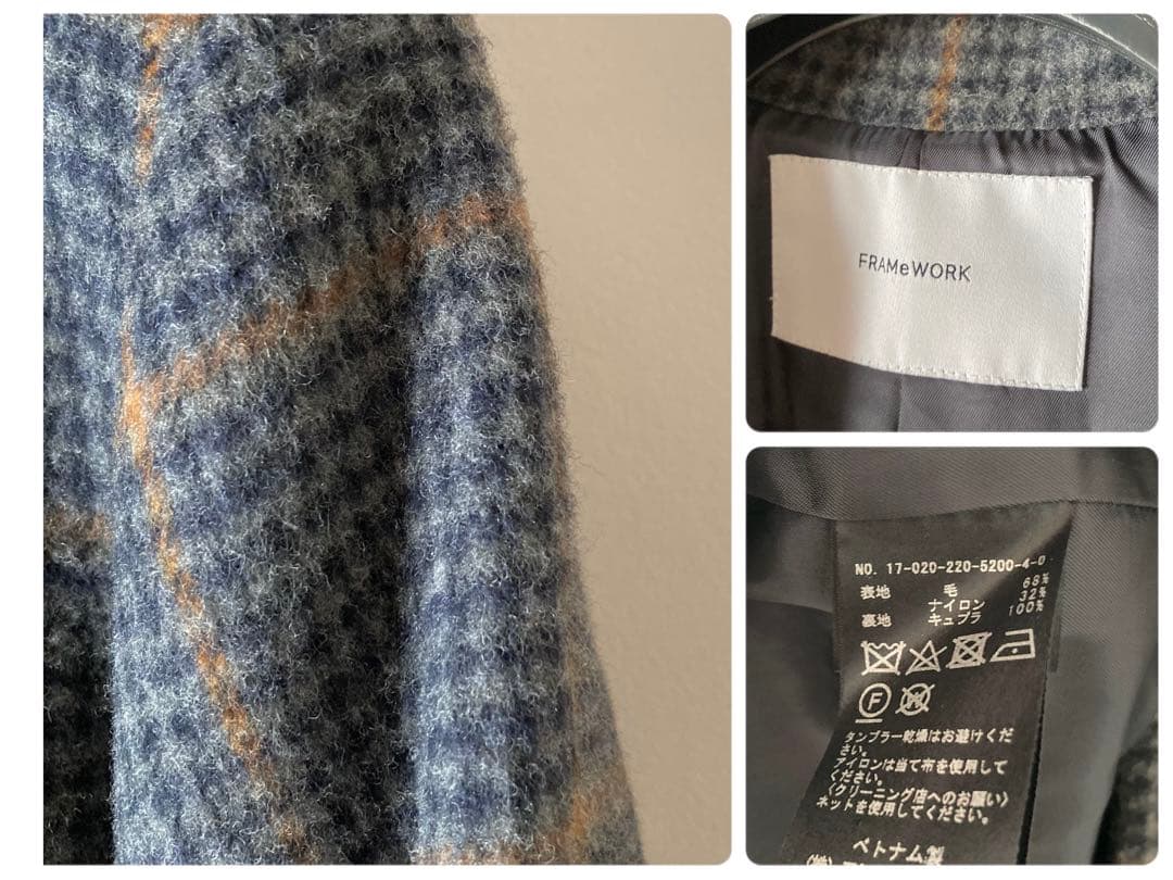 フレームワーク＊上質起毛感ウール チェックチェスターコート 5万＊