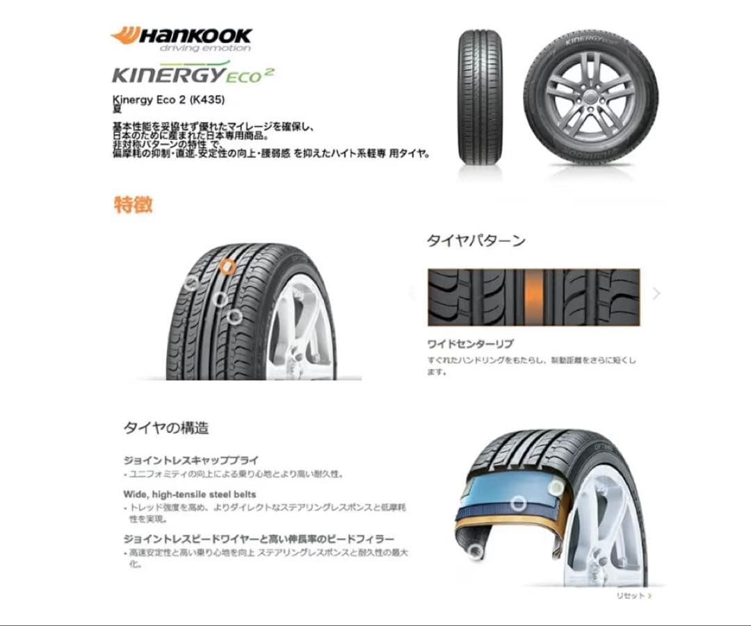 タイムセール　新品夏タイヤ ハンコック 165/55R15 75V 4本セット