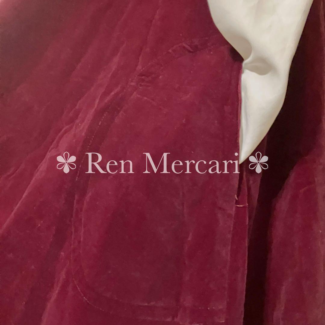 バーガンディ 別珍のジャンパースカート+ブラウス