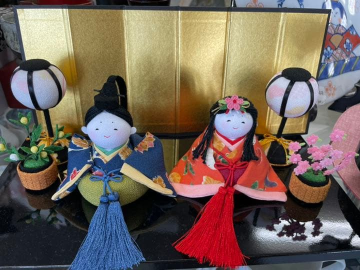 雛人形　古布調おさな雛飾り