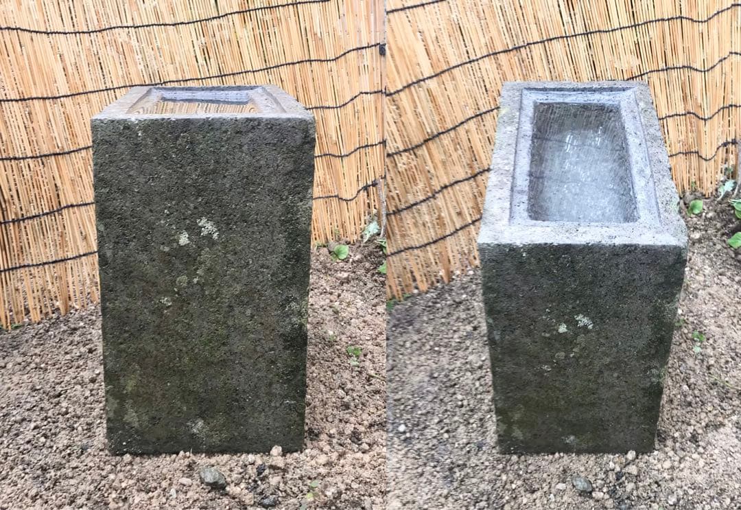 【天然自然石・四方角水鉢・手水鉢・蹲・縁先手水鉢】庭石オブジェバードバス箱庭茶庭