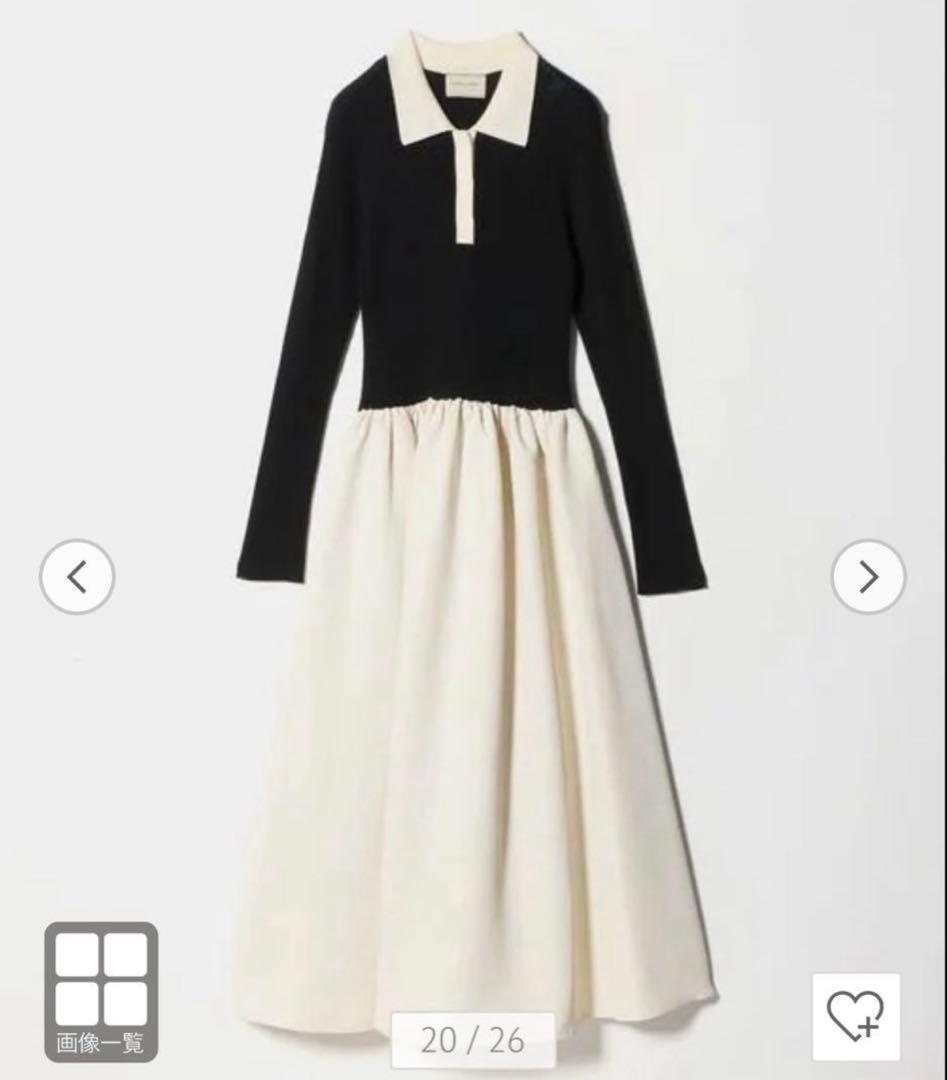 【新品】フィットアンドフレア　ポロワンピース　カラー　ブラック　2025AW