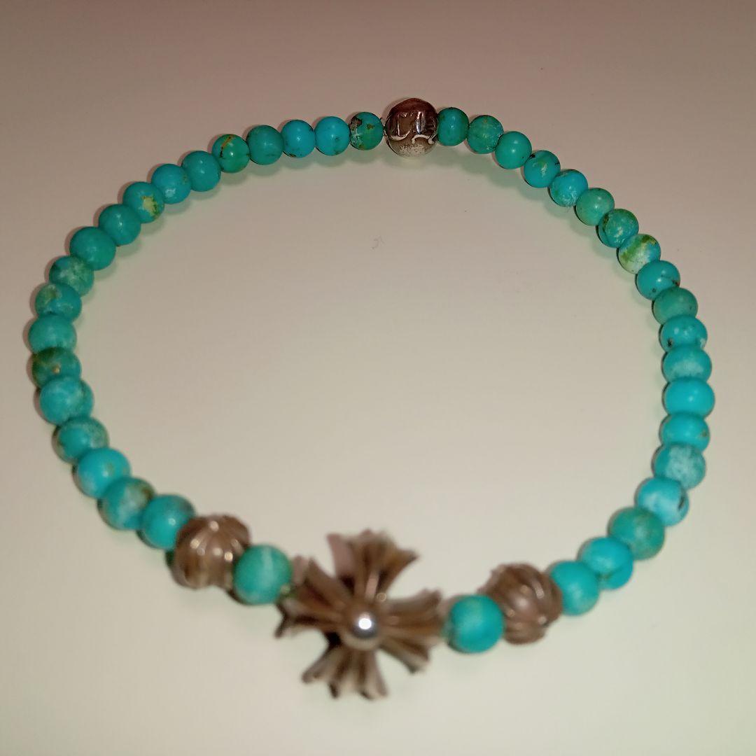 【最安値】クロムハーツ ビーズ ブレスレット4mm ターコイズ