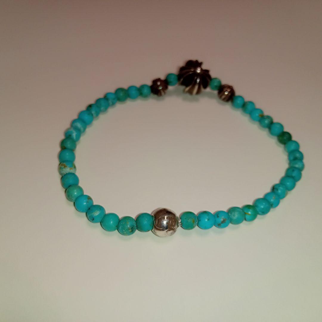 【最安値】クロムハーツ ビーズ ブレスレット4mm ターコイズ