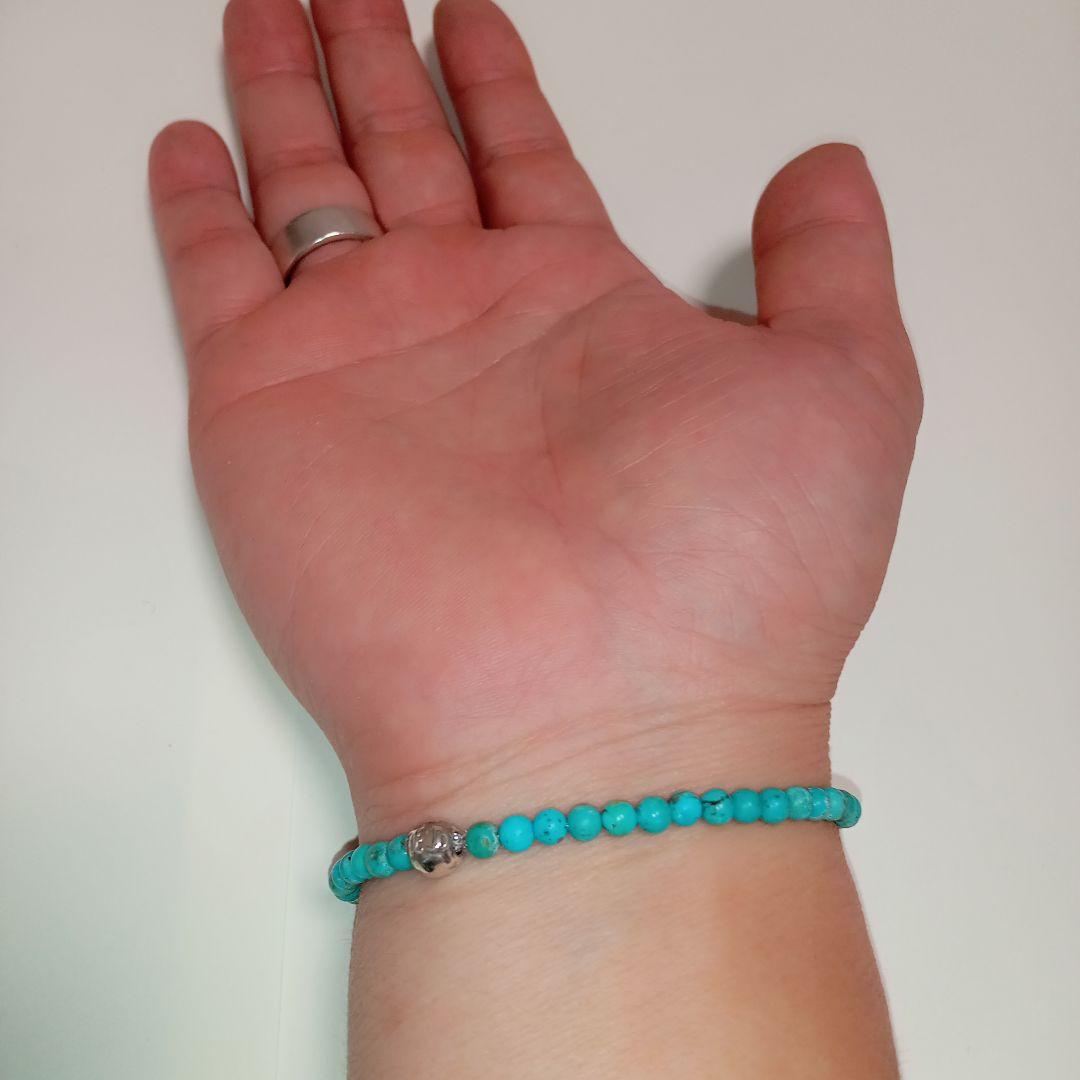 【最安値】クロムハーツ ビーズ ブレスレット4mm ターコイズ