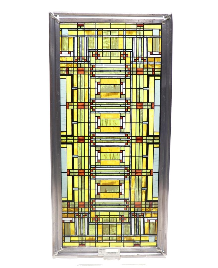 フランク・ロイド・ライト オークパークの天窓 縦長ヴィンテージ ステンドグラス
