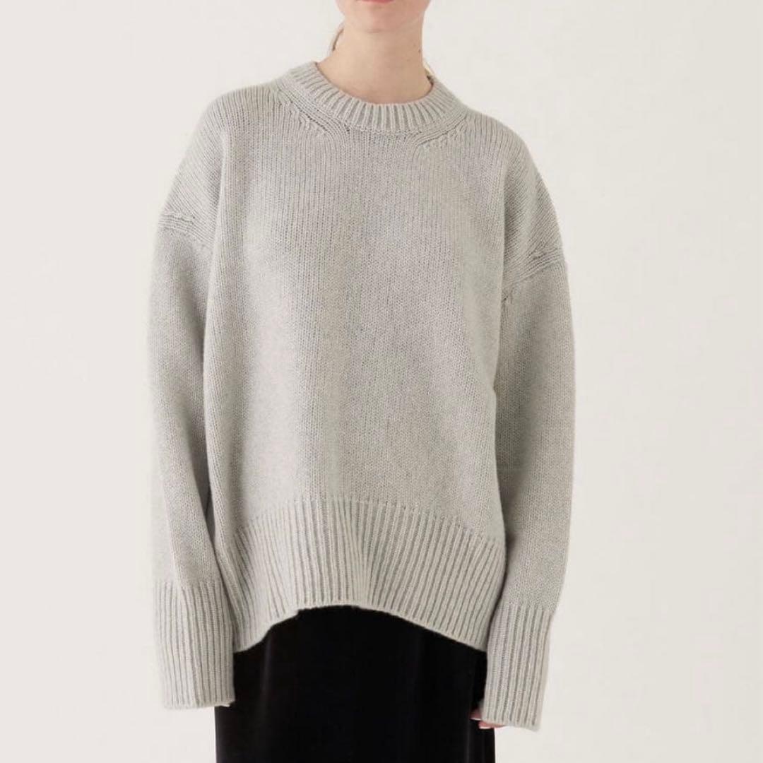 GALERIE VIE ファインウール クルーネックプルオーバー ライトグレー