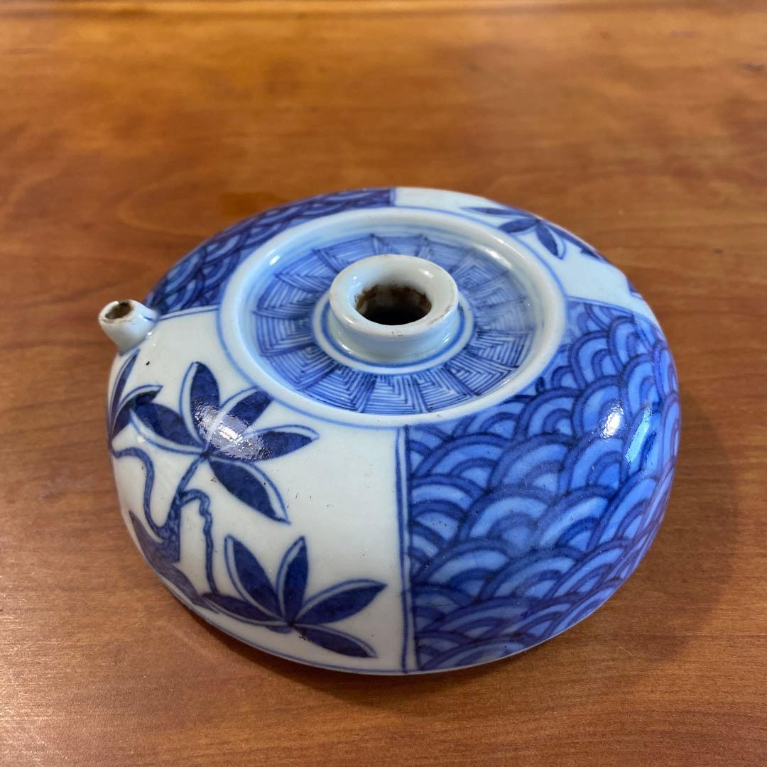 古伊万里　水壺　染付　草花図壺 希少品