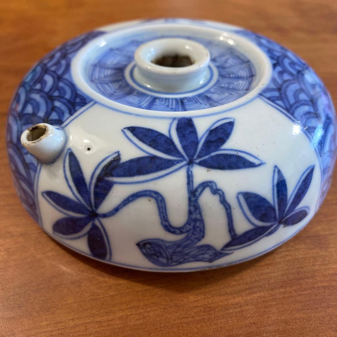 古伊万里　水壺　染付　草花図壺 希少品