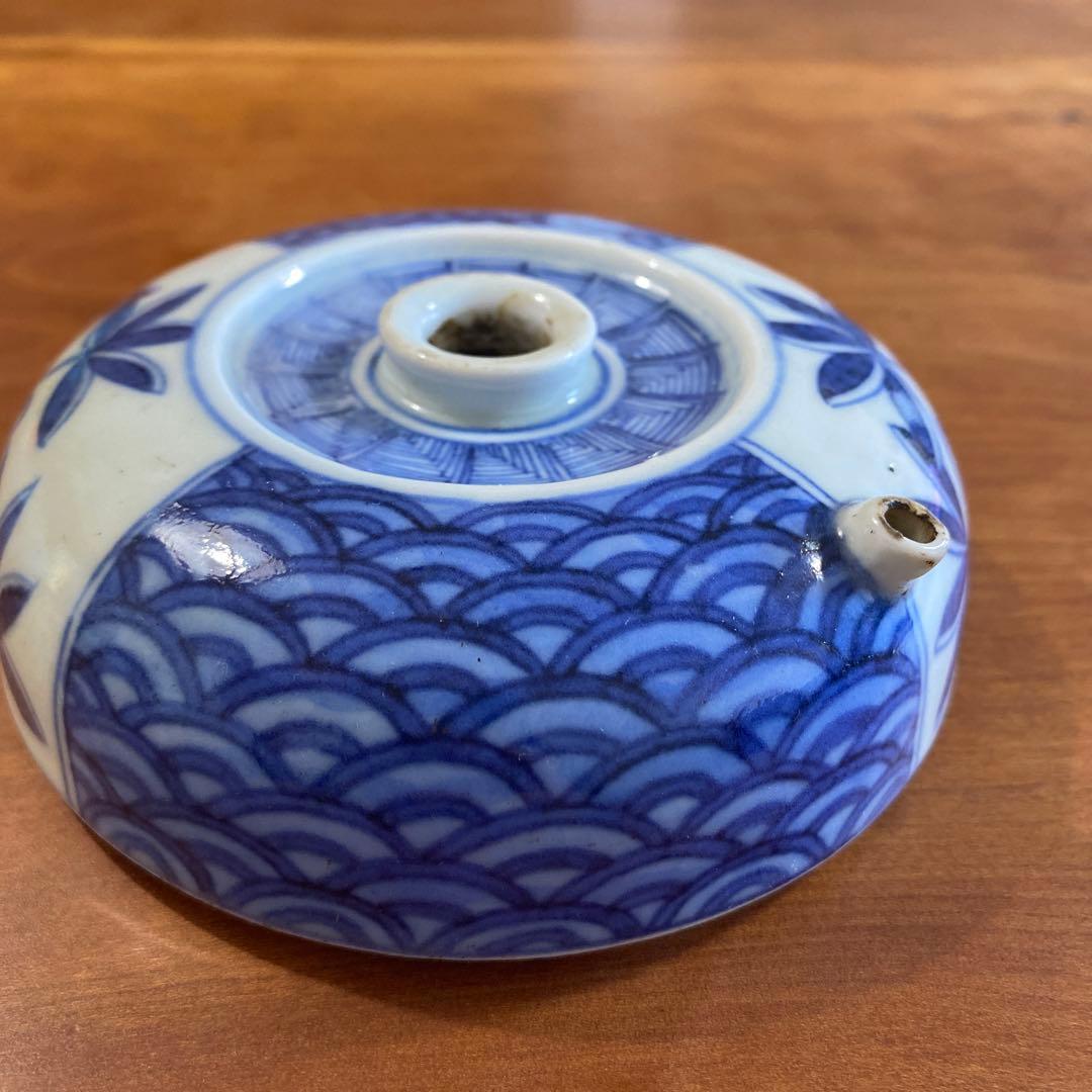 古伊万里　水壺　染付　草花図壺 希少品