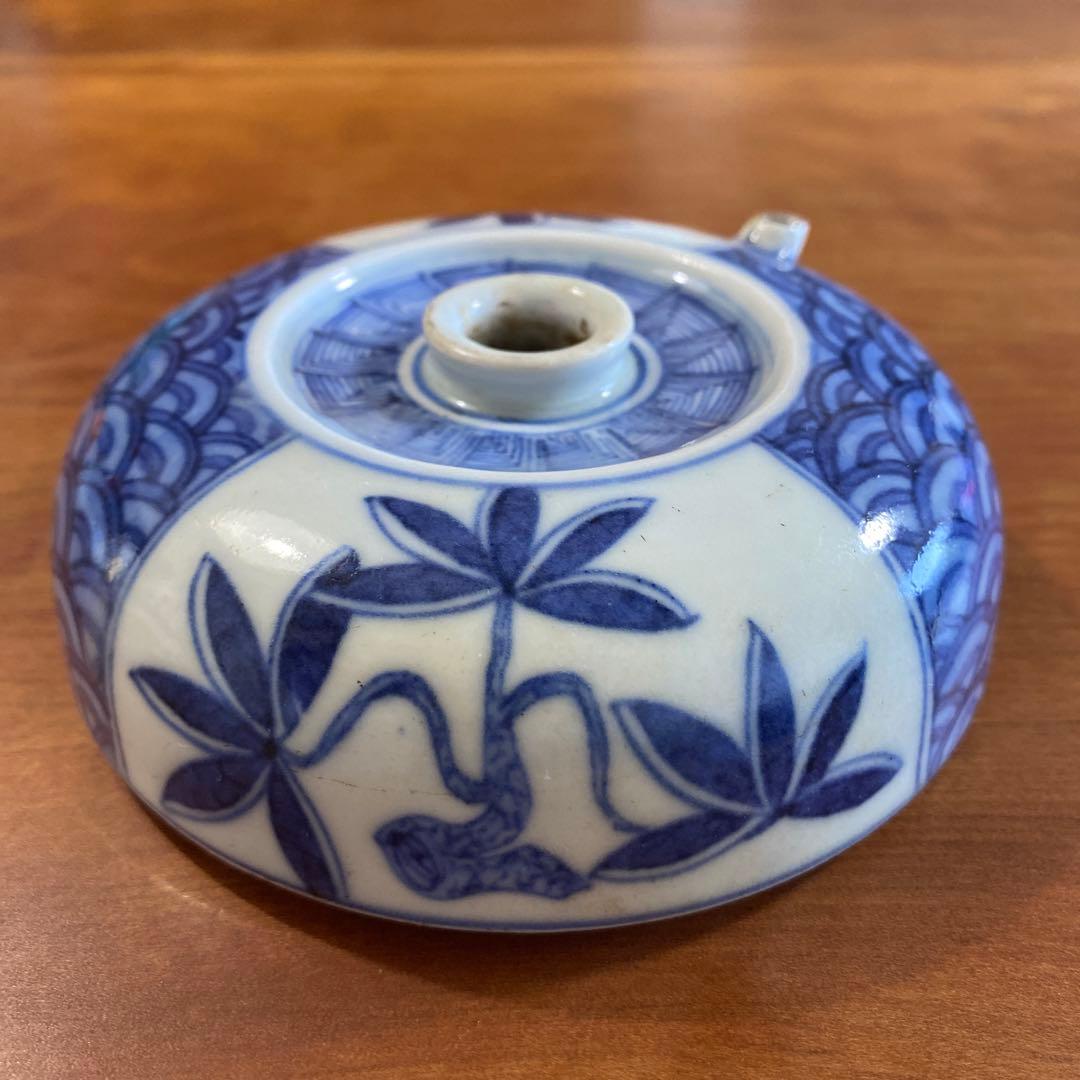 古伊万里　水壺　染付　草花図壺 希少品