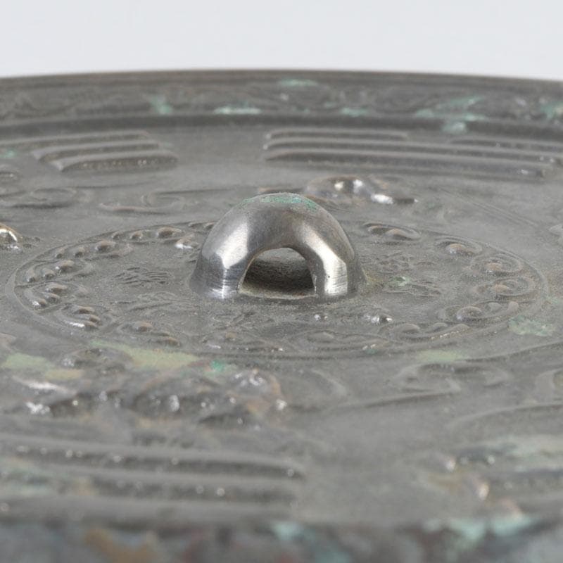 中国　古銅青銅　神獣文　銅鏡　古鏡　紙鎮　文鎮　時代箱付　M　9273E