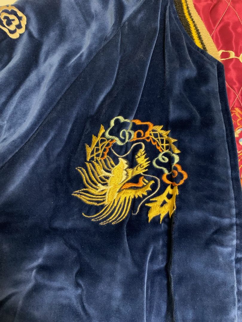 スカジャンTT13609別珍 ROARING TIGER×DRAGON 虎 龍