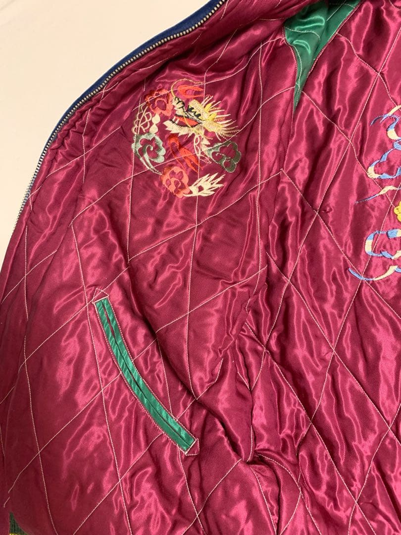 スカジャンTT13609別珍 ROARING TIGER×DRAGON 虎 龍