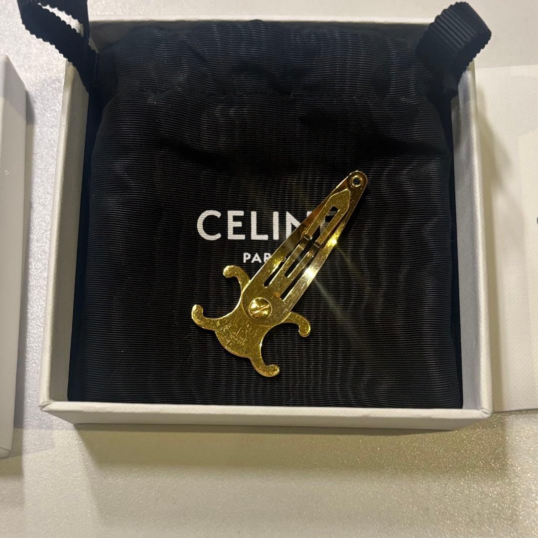 CELINE ゴールド ヘアピン 巾着付き