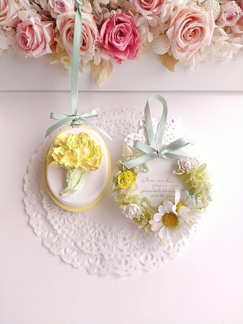 母の日プレゼント アロマストーンカーネーション&フラワーリースセット