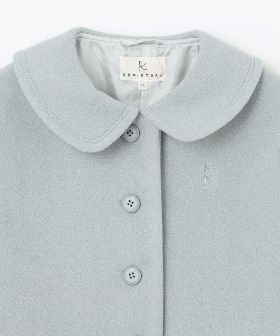 新品 組曲 ウールコート 150-160 ライトグレー系　7449