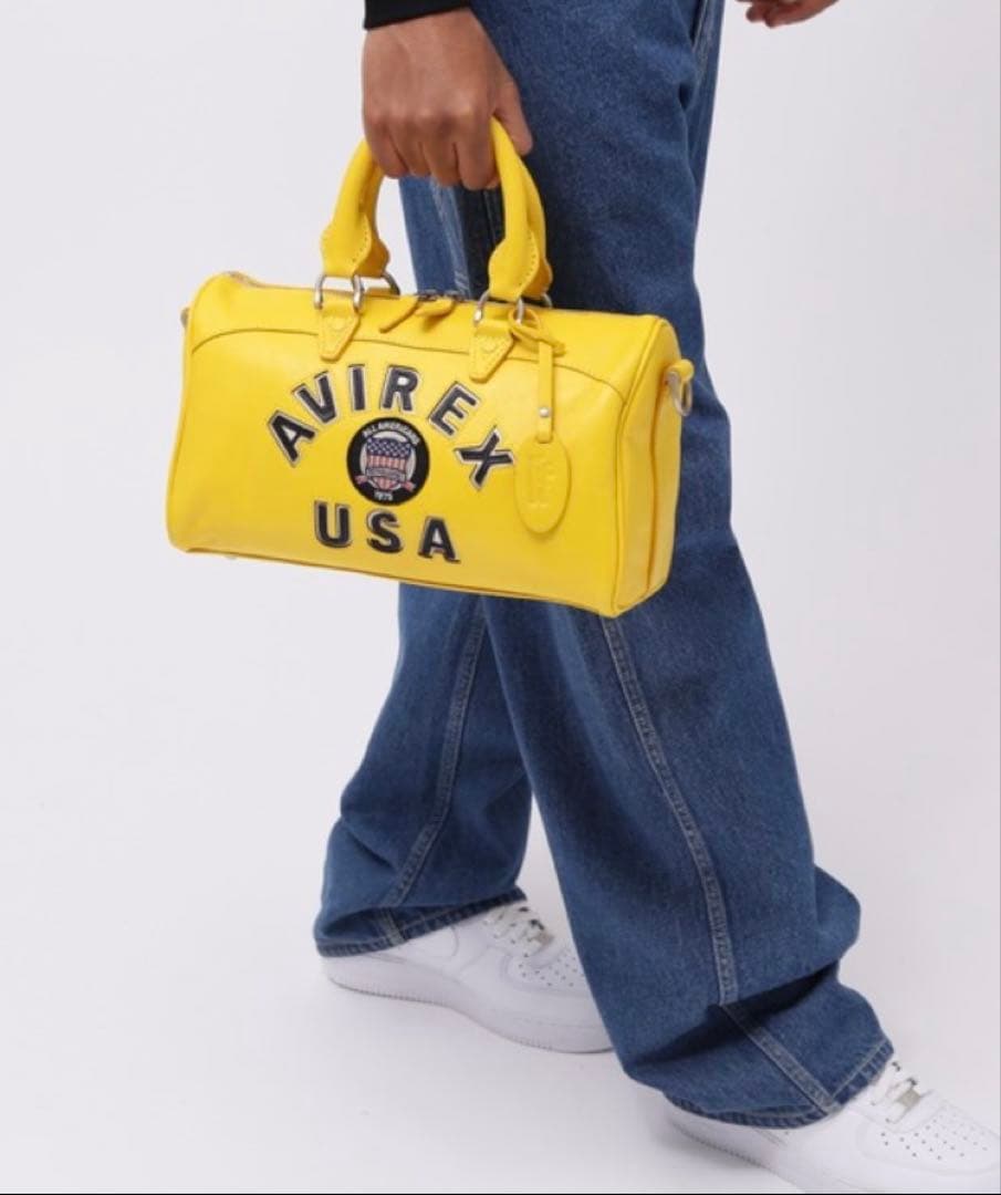 極美品　AVIREX ミニボストン イエロー
