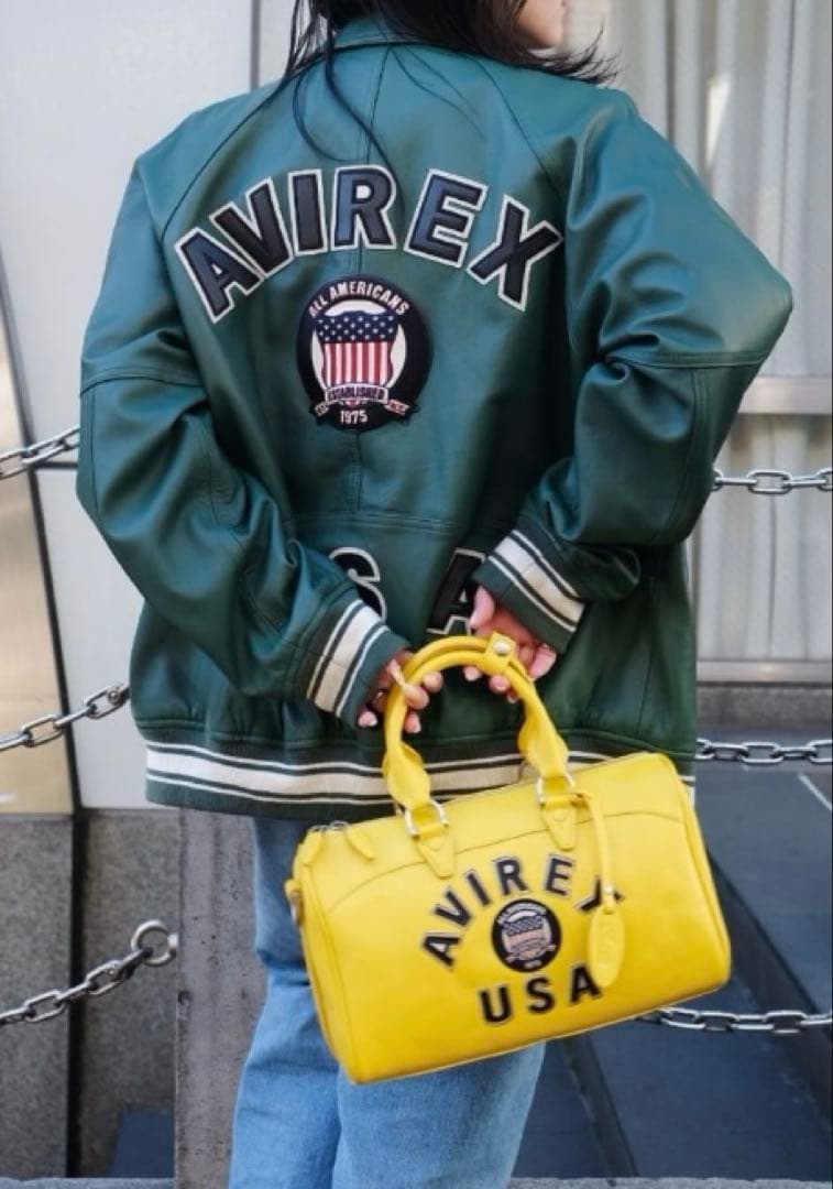 極美品　AVIREX ミニボストン イエロー