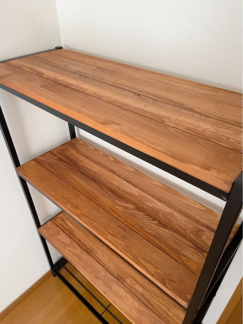 アイアン×木製4段ラック ワイド（幅80cm×高さ123cm）