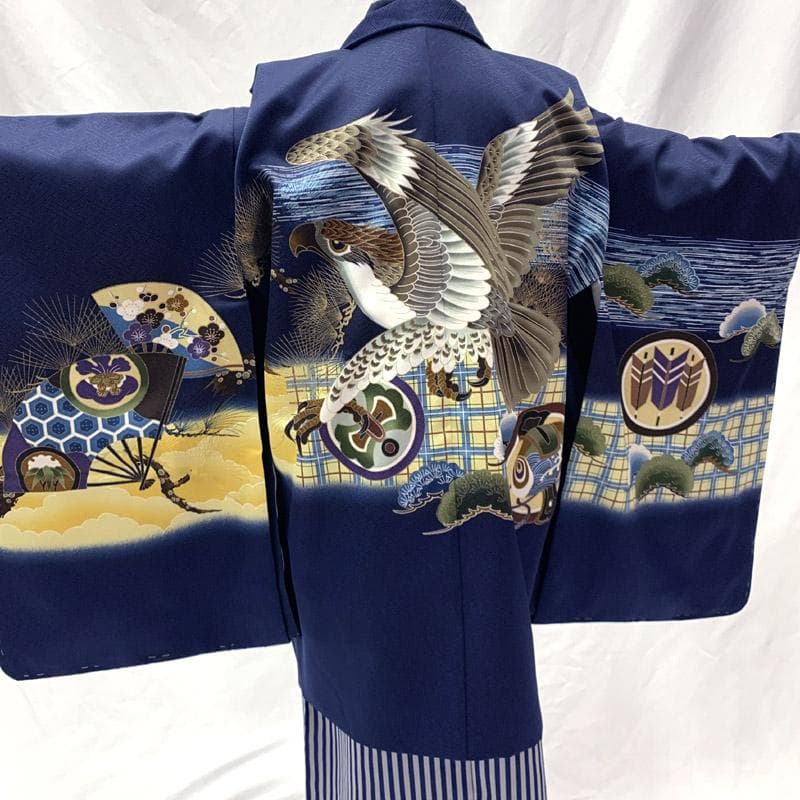 503ab6■七五三 五歳 男児 未使用品 着物&羽織&袴&角帯&長襦袢 小物