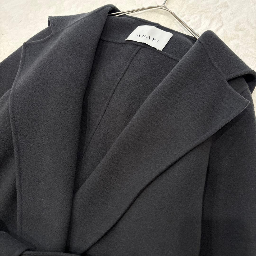 ANAYI ロングコート ベルト付 グレー 36 リバーコート