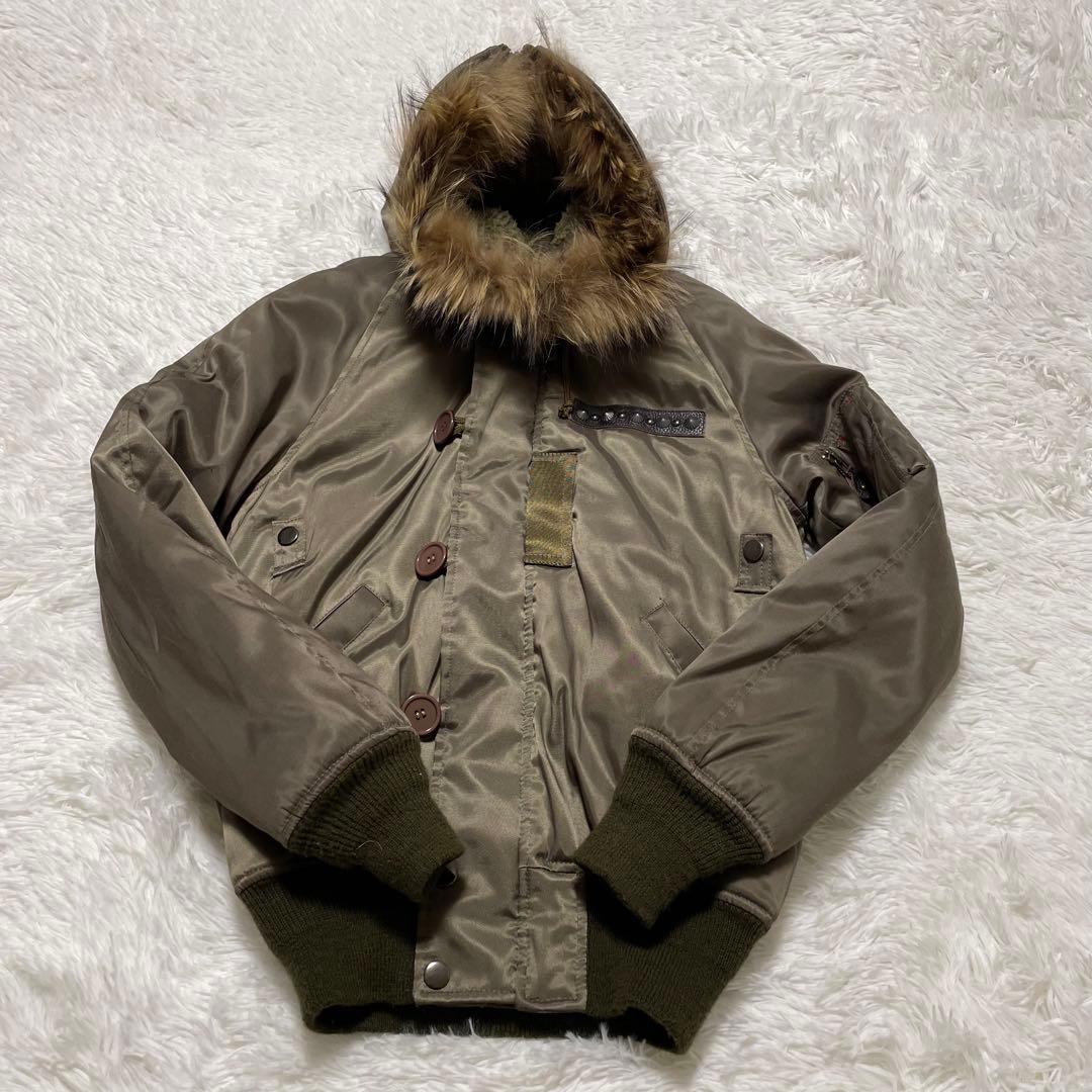 y2k 00s archive N-2B リアルファー　ボンバージャケット　光沢