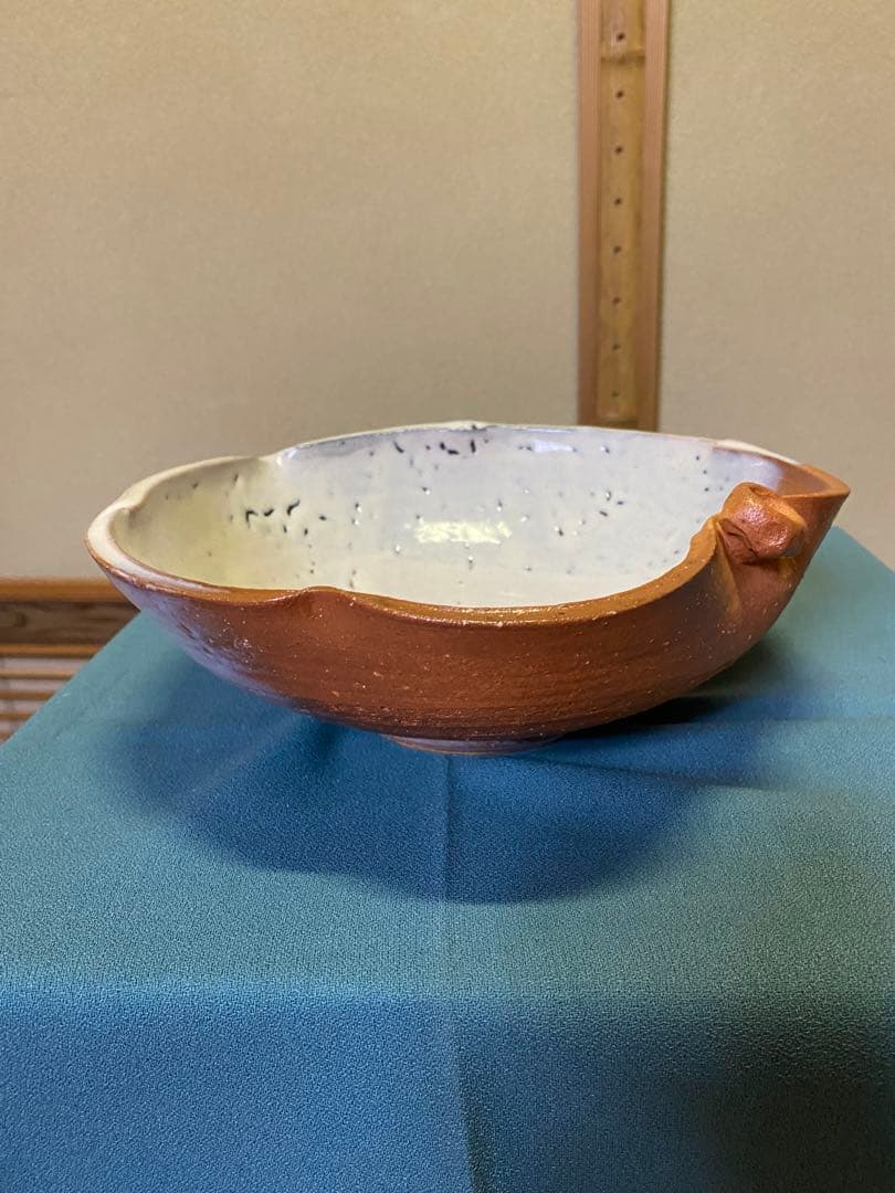 茶道具/花葉鉢 水戸逸雄 萩焼　共箱