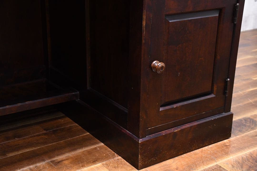 EGC94 北海道民芸家具 #421 片袖デスク 樺/カバ材 書斎デスク 片袖机