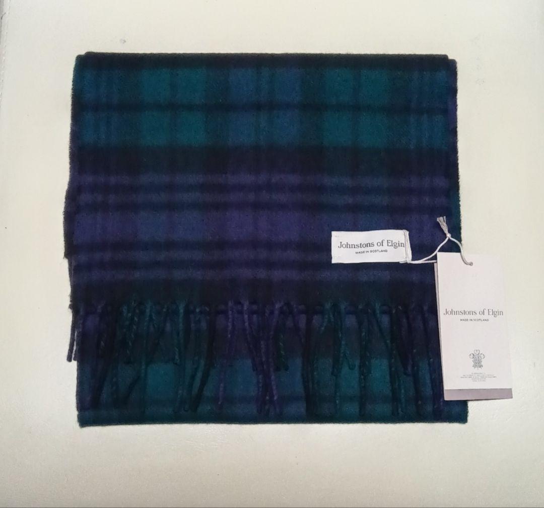 Johnstons of Elgin 小判チェックスカーフ カシミヤ 新品未使用