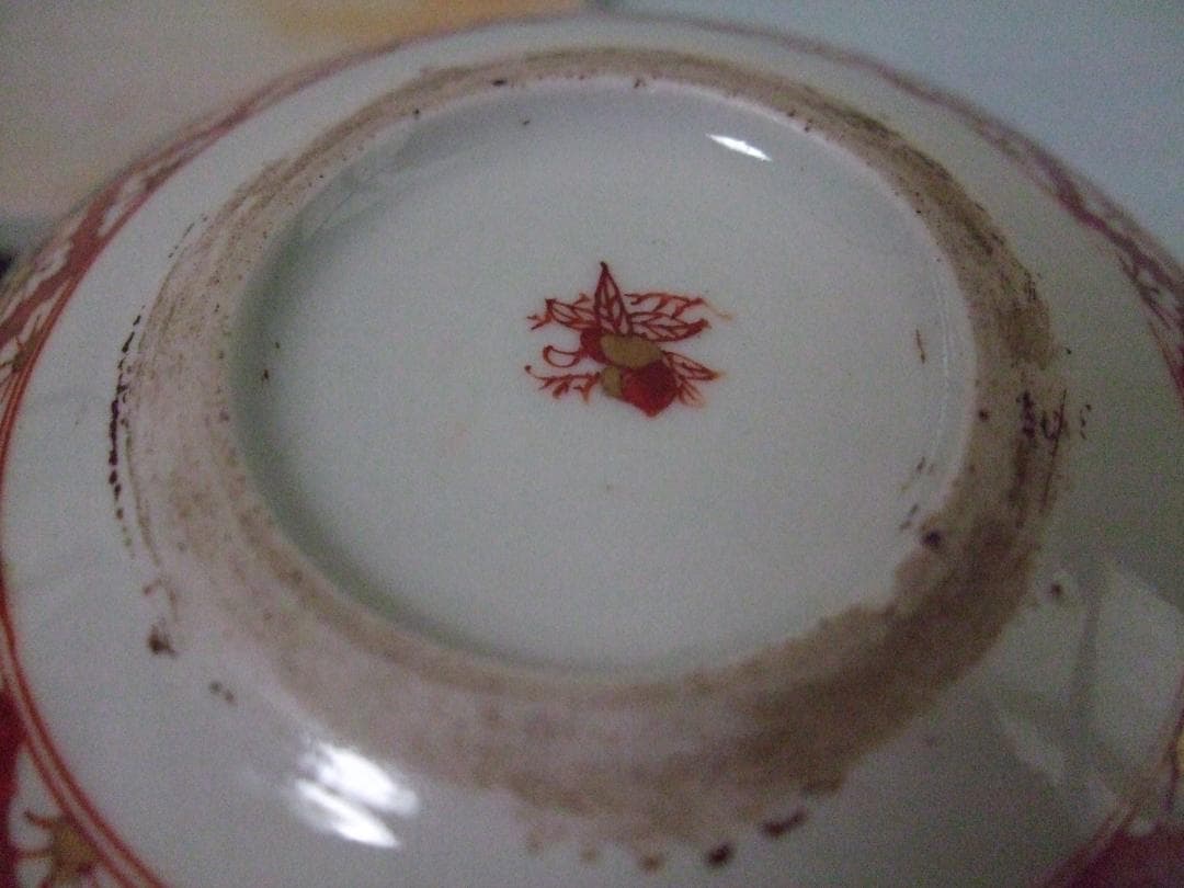 ★古美術品・古伊万里 金蘭手 蓋物碗 茶碗５客組 牡丹・吉祥文 木箱入り