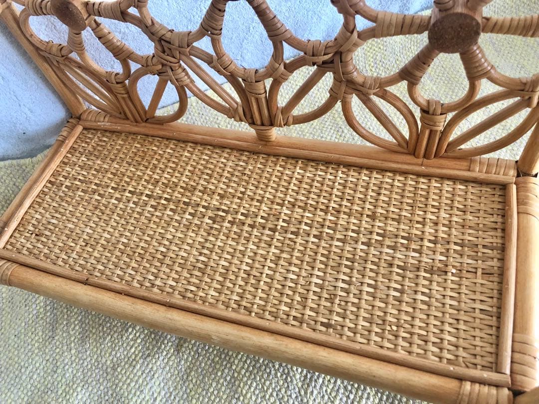 キッズベビーローチェアラタンインテリアアンティーク北欧家具レトロ木製椅子犬撮影藤