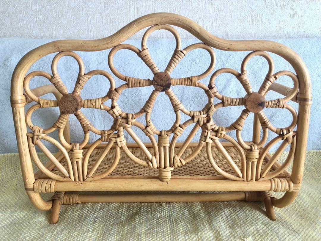 キッズベビーローチェアラタンインテリアアンティーク北欧家具レトロ木製椅子犬撮影藤