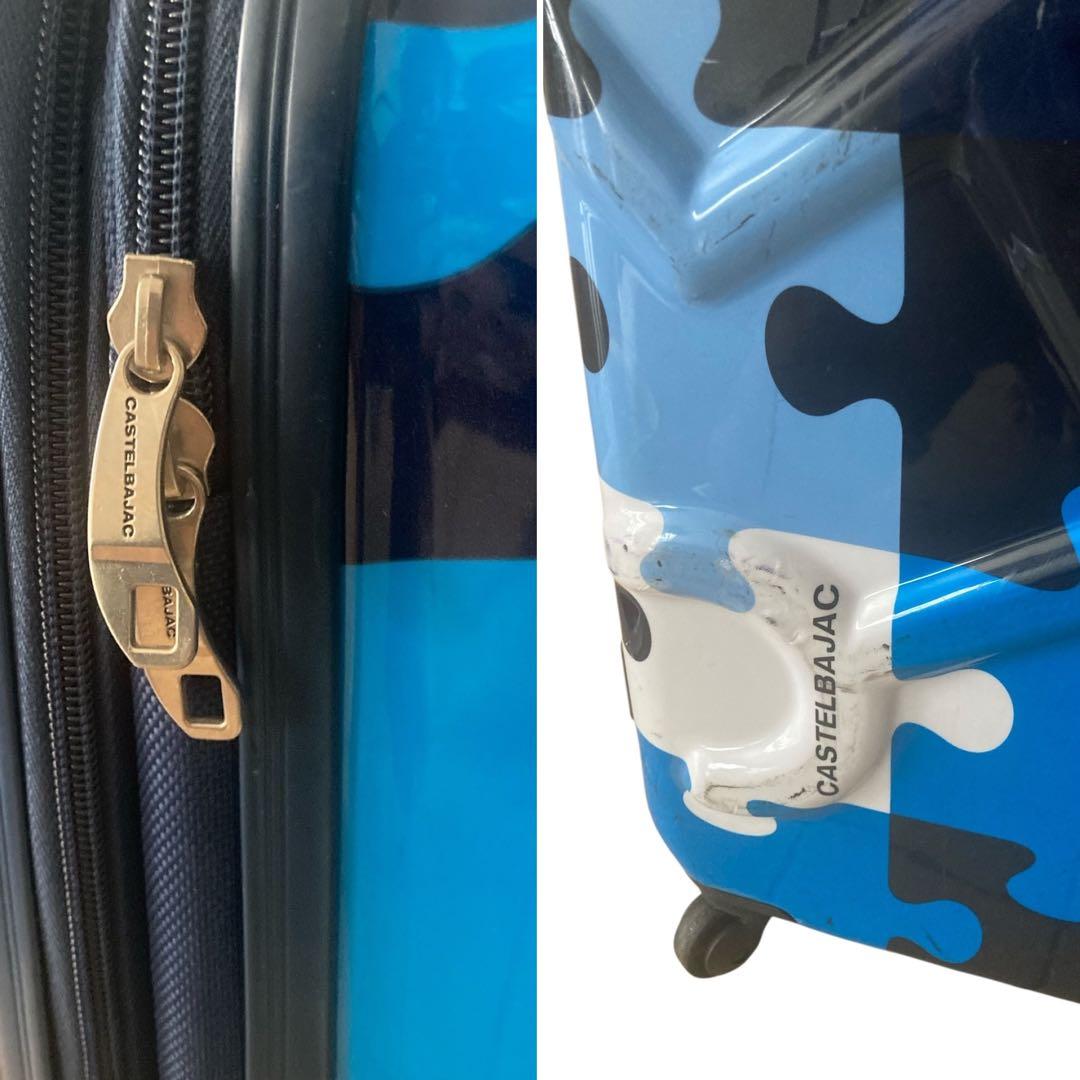 J様　カステルバジャック✨キャリーケース　スーツケース　ブルー　総柄　鍵付き