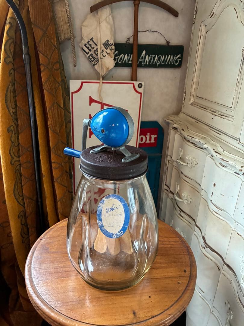 イギリス　アンティーク　バター　メーカー　マヨネーズ　メーカー　チャーン　ブルー