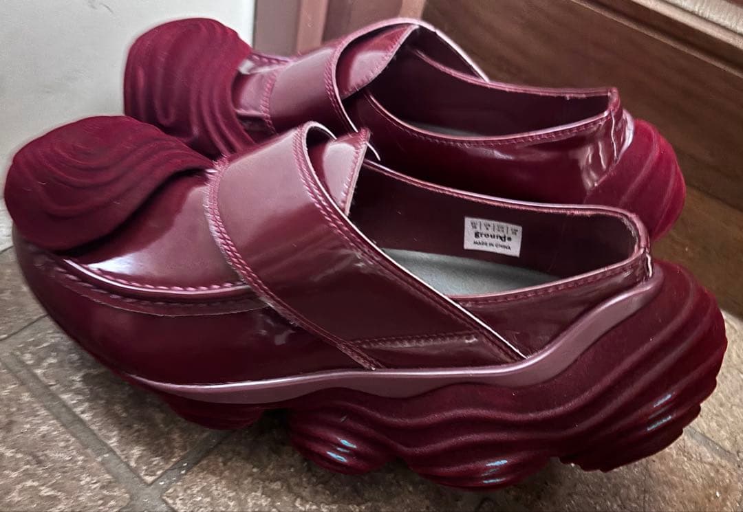 靴 grounds OYSTER LOAFER FLOCKYSCRATCHWINE