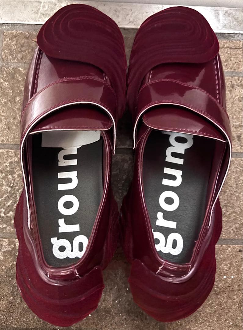 靴 grounds OYSTER LOAFER FLOCKYSCRATCHWINE