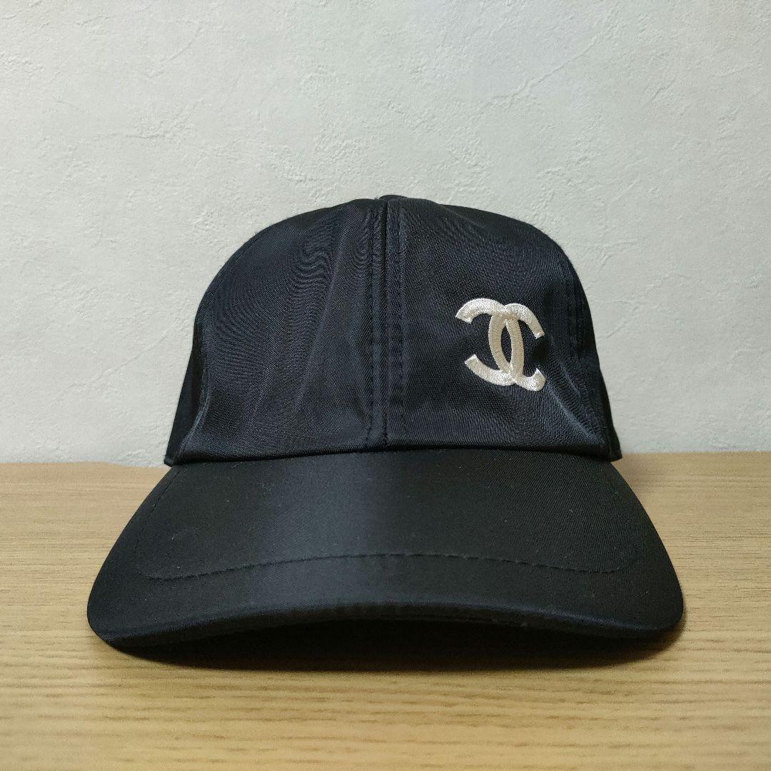 CHANEL CCロゴ刺繍 ベースボールキャップ 黒