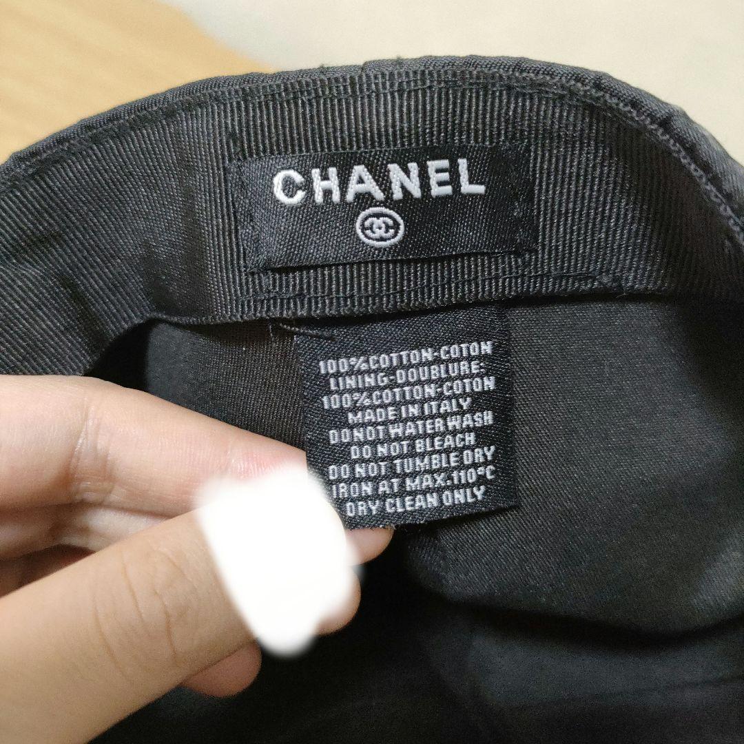 CHANEL CCロゴ刺繍 ベースボールキャップ 黒